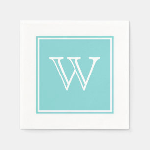 Serviettes en papier Monogram Carré Turquoise