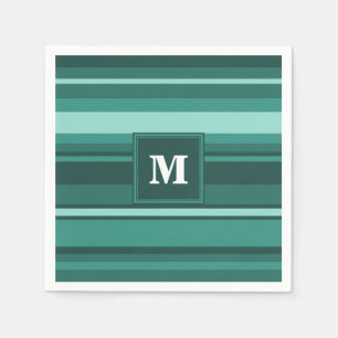Serviettes En Papier Monogramme bandes turquoises