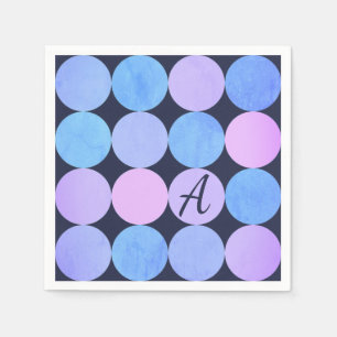 Serviettes En Papier Monogramme bleu pourpre et rose des cercles