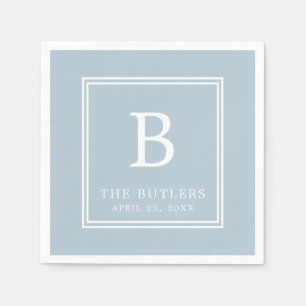 Serviettes en papier Monogramme Bleu Poussiéreux p