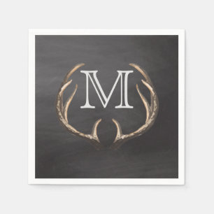 Serviettes En Papier Monogramme de tableau de bord de chevreuils rustiq