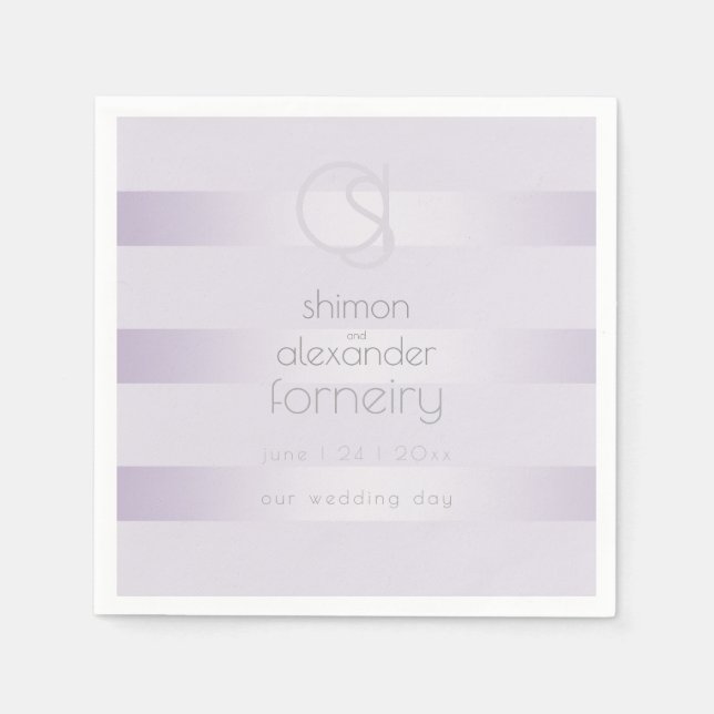 SERVIETTES EN PAPIER | Monogramme Lilac Shimmer St (Devant)