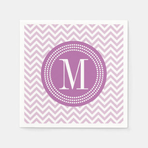 Serviettes En Papier Monogramme personnalisé par zigzag lilas de