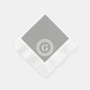 Serviettes En Papier Monogramme principal grec blanc gris-foncé