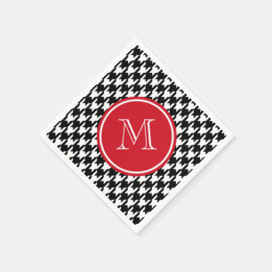 Serviettes En Papier Monogramme rouge noir et blanc