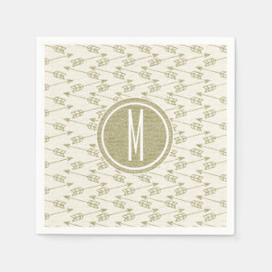 Serviettes En Papier Monogramme tribal de parties scintillantes d'or