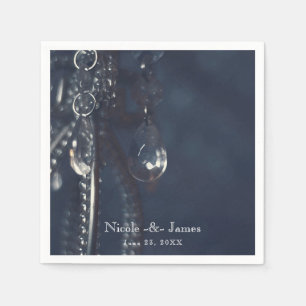 Serviettes En Papier Moody Blue Crystal Elegant Chic Wedding Réception