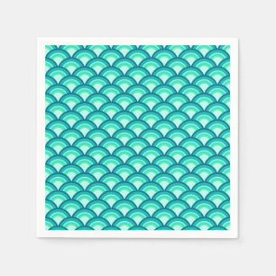 Serviettes En Papier Motif à vagues Art déco - tons turquoise