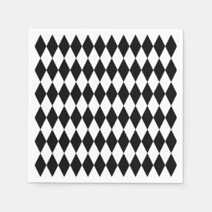 Serviettes En Papier Motif arlequin Diamant Noir & Blanc