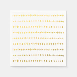 Serviettes En Papier Motif blanc de flèches de feuille d'or de Faux