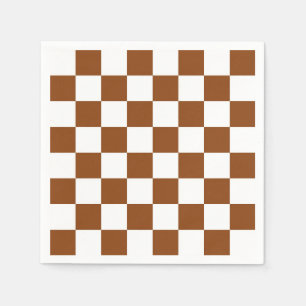 Serviettes En Papier Motif brun chocolat et blanc de damier