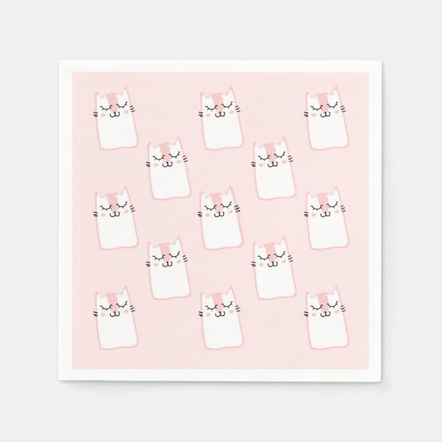 Serviettes En Papier Motif chat chaton mignon dormant (Devant)