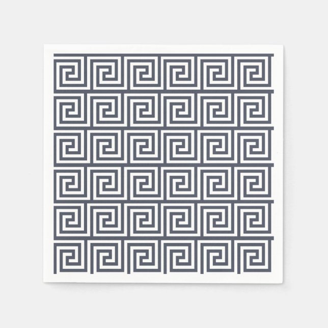 Serviettes En Papier Motif clé bleu grec de la marine (Devant)