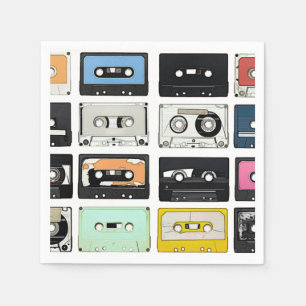 Serviettes En Papier Motif d'art Retro vintage Cassette Mix Tapes