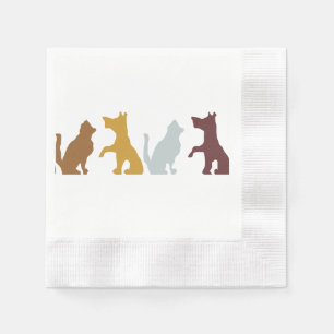 Serviettes En Papier Motif de bande dessinée de chats et de chiens