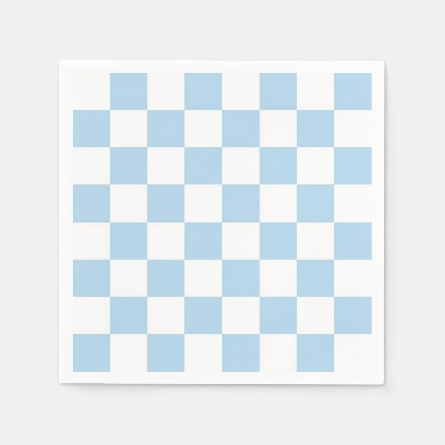 Serviettes En Papier Motif de chèques bleu clair et blanc (Devant)