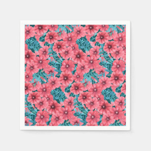 Serviettes En Papier Motif de fleurs de pétunia rouge