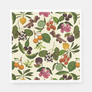 Serviettes En Papier Motif de fruits exotiques tropicaux peints à la ma