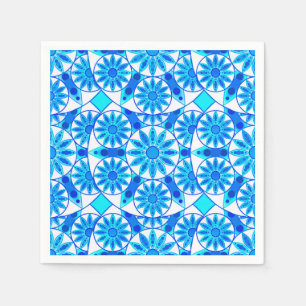 Serviettes En Papier Motif de mandala, bleu de cobalt et turquoise