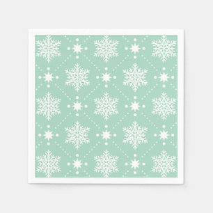 Serviettes En Papier Motif de Noël Mint Green White