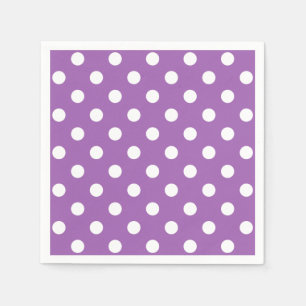 Serviettes En Papier Motif de point pourpre et blanc de polka