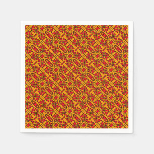 Serviettes En Papier Motif dessiné à la main orange et rouge