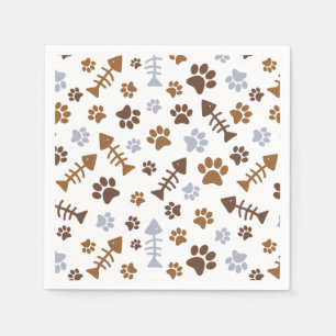 Serviettes En Papier Motif Empreintes de pattes de chats