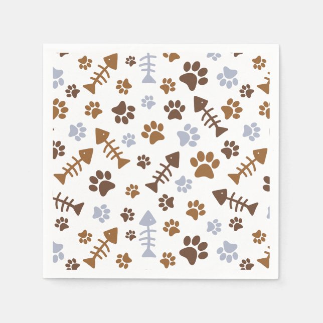Serviettes En Papier Motif Empreintes de pattes de chats (Devant)