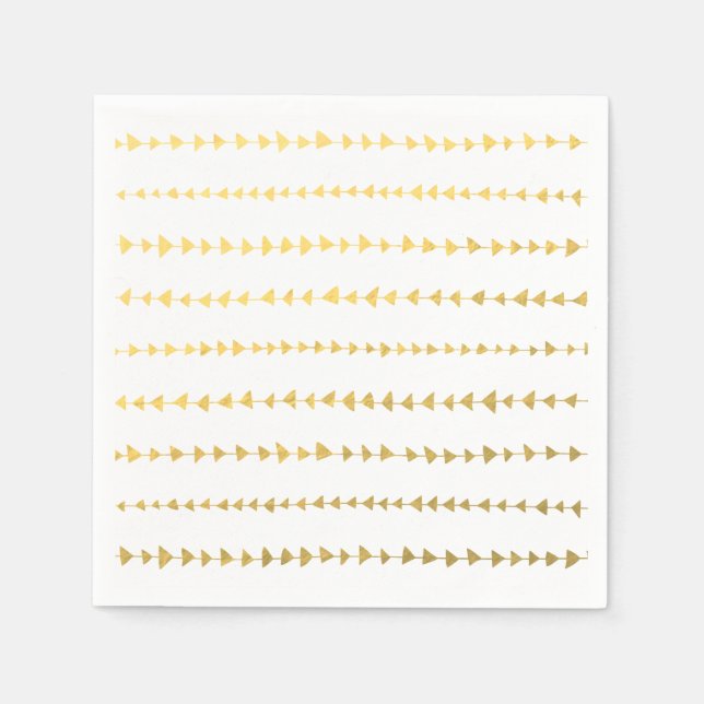 Serviettes En Papier Motif Faux Gold Foil White Flèches (Devant)
