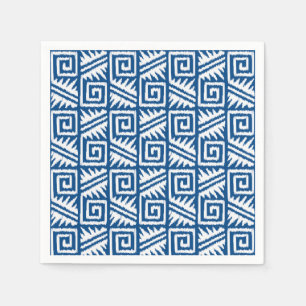 Serviettes En Papier Motif Ikat Aztec - Bleu Cobalt et Blanc