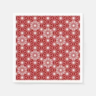 Serviettes En Papier Motif japonais Asanoha - rouge foncé