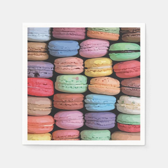 Serviettes En Papier Motif Macaron français coloré (Devant)