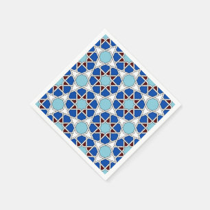 Serviettes En Papier Motif marocain géométrique islamique dans le ble