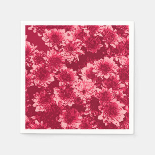 Serviettes En Papier Motif moderne Dahlia graphique, Bourgogne et rose
