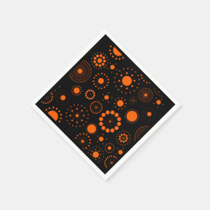 Serviettes En Papier Motif orange et noir de Halloween de cercles