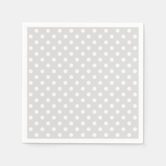 Serviettes En Papier Motif Pois blanc gris clair (Devant)