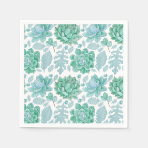 Serviettes en papier motif succulent et en feuille