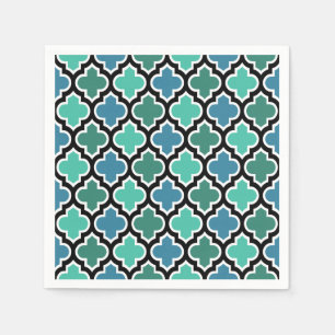 Serviettes En Papier Motif turquoise de Quatrefoil de bleu de turquoise
