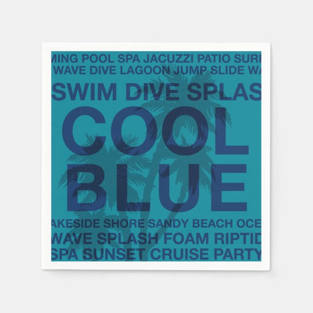 Serviettes En Papier Mots d'été Poolside et Palm Tree Papier Napkins (Devant)