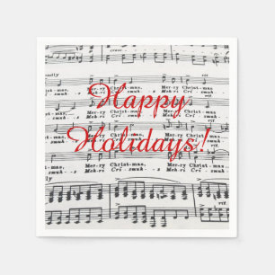 Serviettes En Papier Musique de feuille de chanson de Noël