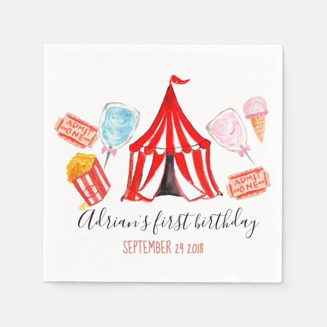 Serviettes En Papier Napkin de fête des enfants carivés de cirque migno (Devant)