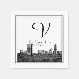 Serviettes En Papier Napkin de mariage de destination de Boston