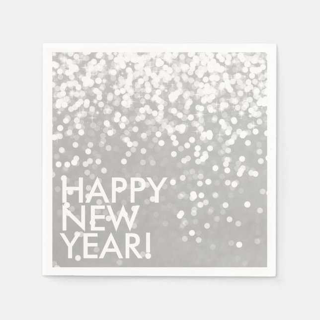 Serviettes En Papier Napkin - Joyeux Argent de Nouvel An (Devant)