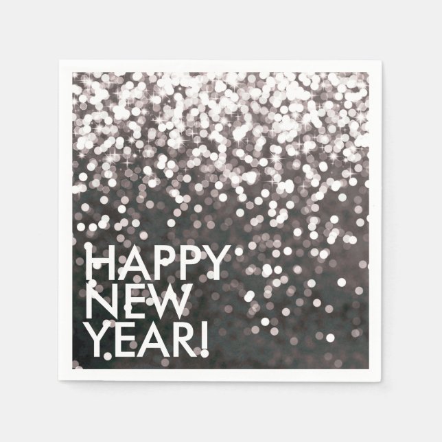 Serviettes En Papier Napkin - Parkling Joyeux Nouvel An Noir (Devant)