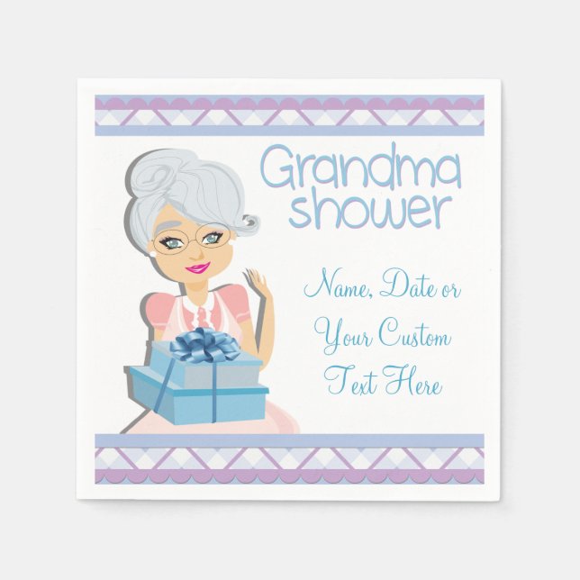 Serviettes En Papier Naples Blue Grandma Baby shower Party (Devant)