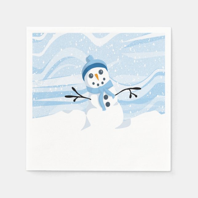 Serviettes En Papier Naples Bluesy Snowman (Devant)