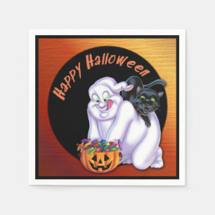 Serviettes En Papier Naples d'Halloween pour fainéants et chats noirs