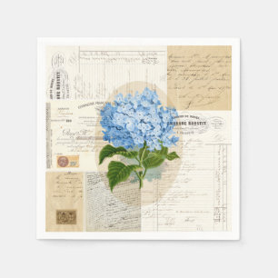 Serviettes En Papier Naples vintage Blue Hydrangea French Ephemera