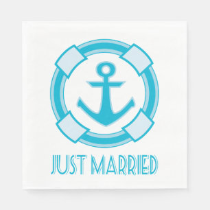 Serviettes En Papier Nautical Juste Marié Blue Turqoise Mariage Ancre