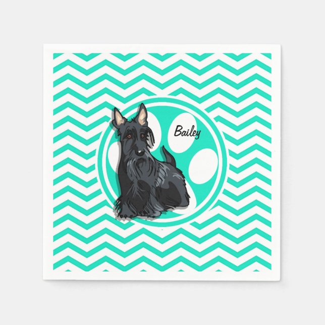 Serviettes En Papier Neige; Aqua Green Chevron (Devant)